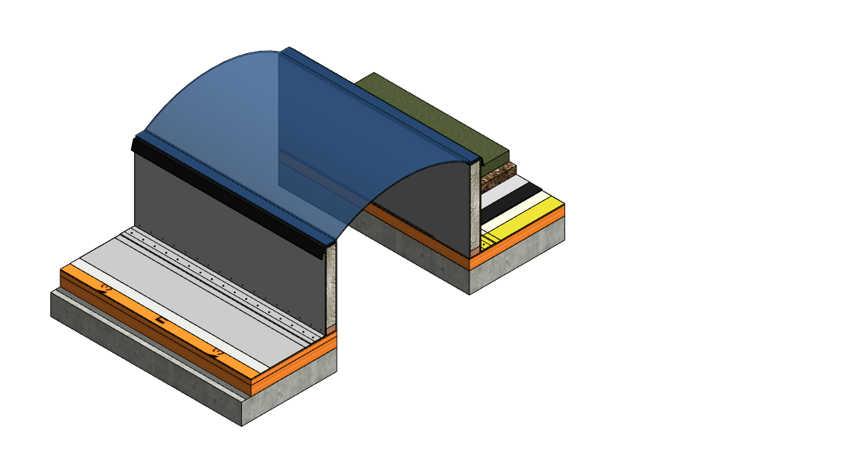 Примыкание кровли к стене светового фонаря